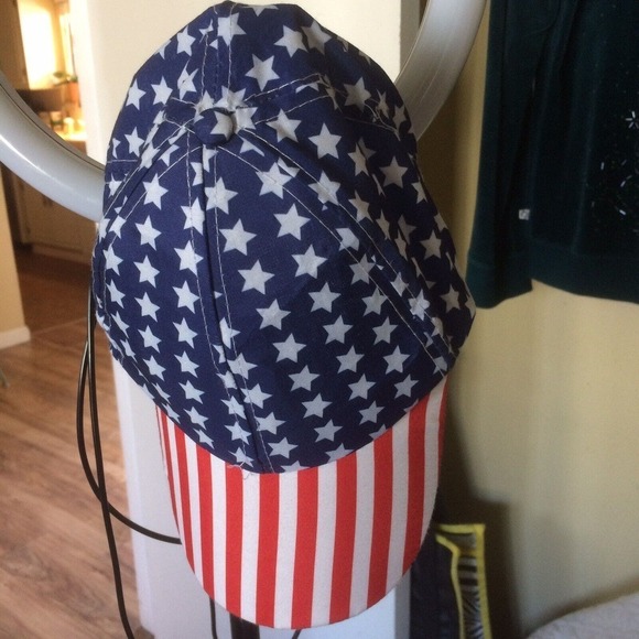 Baseball Type Cap Red White Blue Stars/Stripes Print Adjustable Pre-Owned - Picture 5 of 10